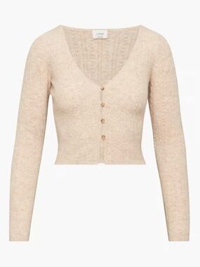Aritzia Santorini Wilfred Cardigan Heather Light Oatmeal Size XL